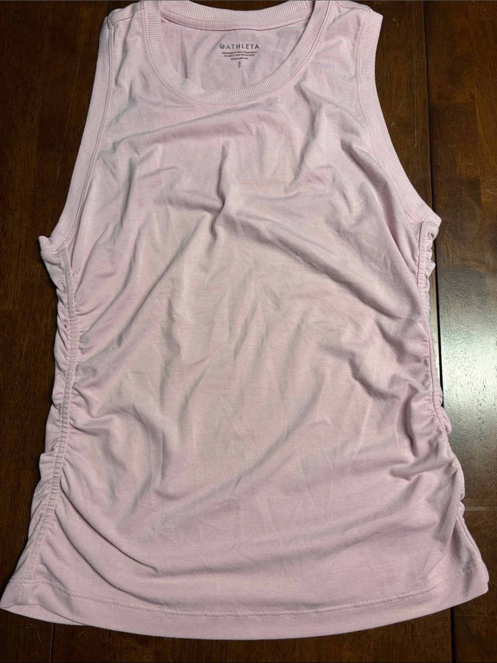 Athleta Light Pink Ruched Side Tank Top